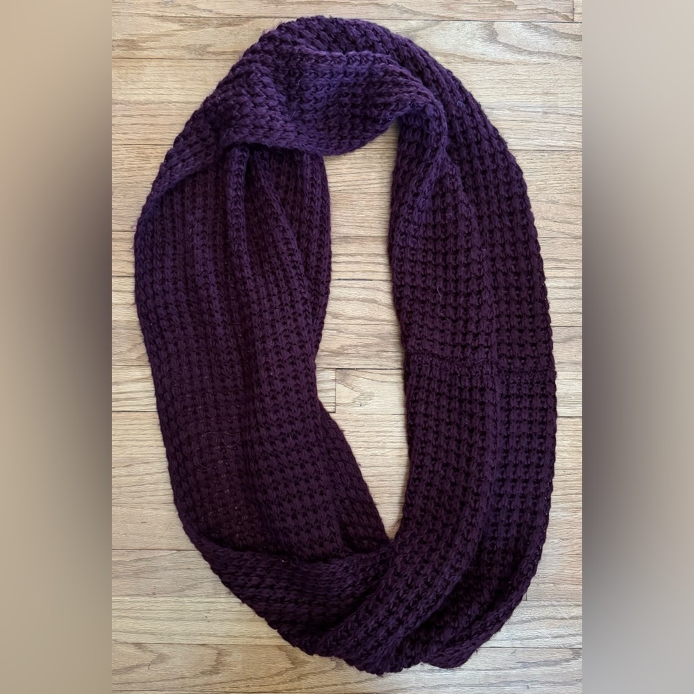 Cozy Maroon Knit Infinity Scarf